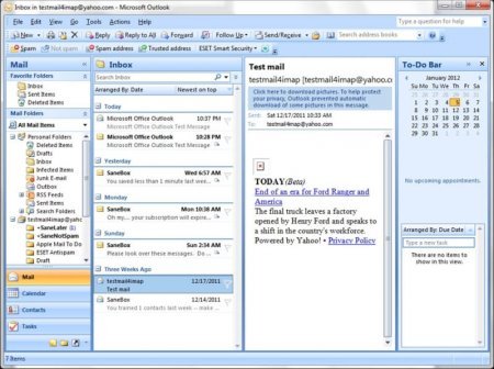 Интерфейс Microsoft Outlook 2007 - рис.1
